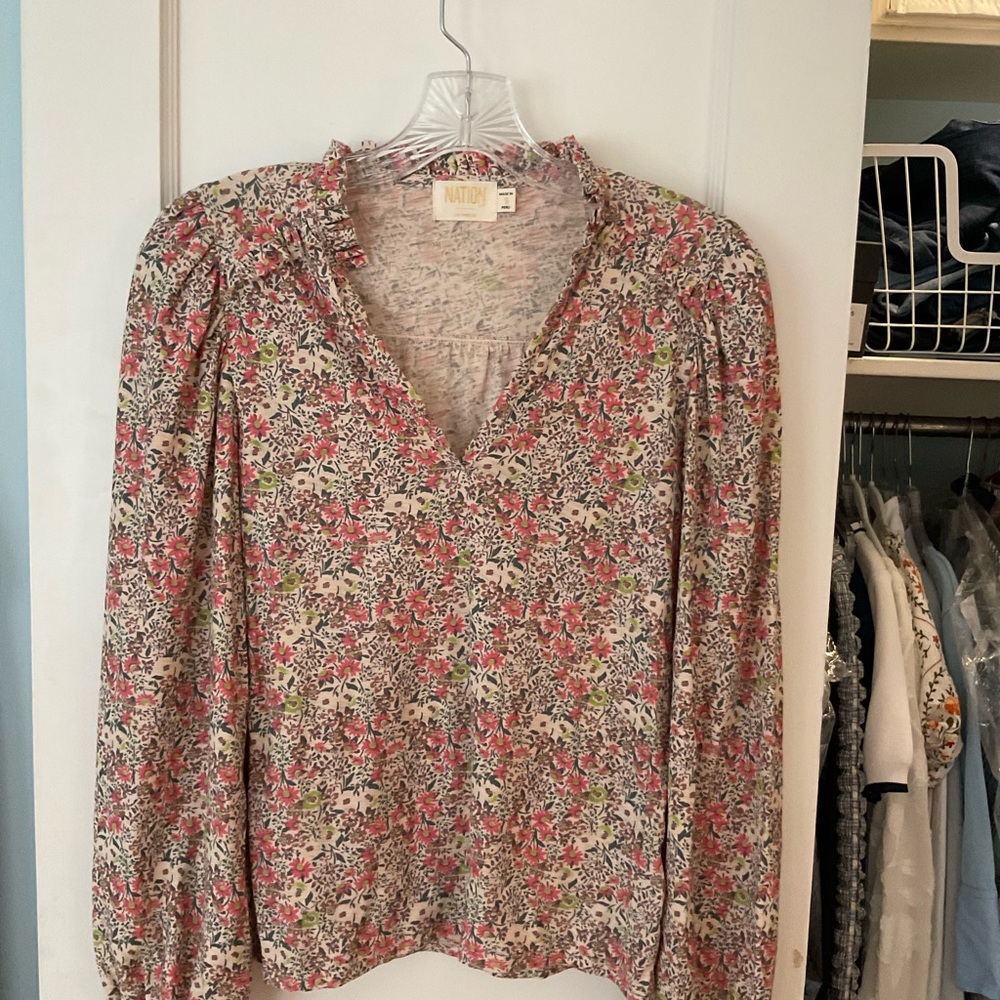 Nation LTD Floral Blouse in Red and Cream